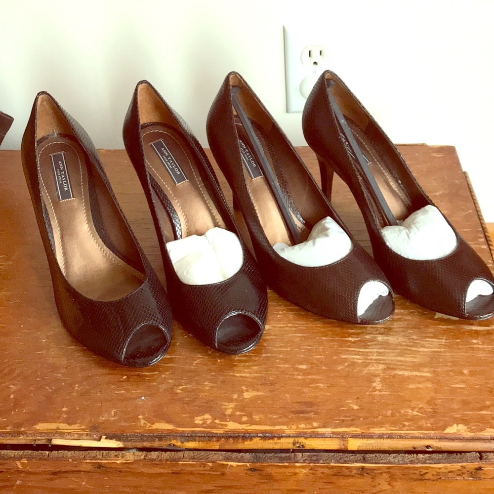 Ann Taylor Black Peep Toe Heels